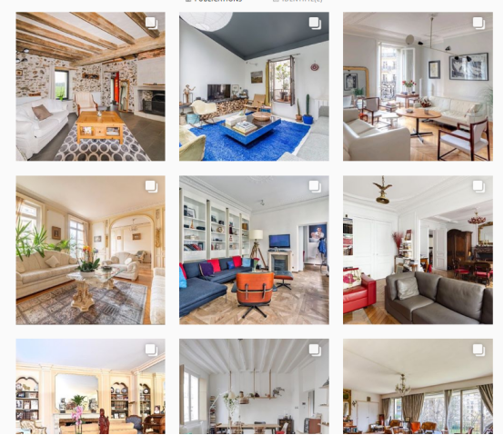 exemple de feed avec photos de biens immobiliers de Lici 